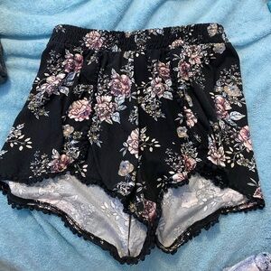 black flower shorts